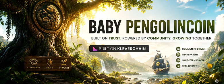 This banner represents the journey of Baby PengolinCoin—from its roots to its continued growth on KleverChain. The ancient tree symbolizes stability, the ship represents progress, and the open horizon reflects the future we continue to build together.