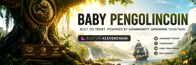 This banner represents the journey of Baby PengolinCoin—from its roots to its continued growth on KleverChain. The ancient tree symbolizes stability, the ship represents progress, and the open horizon reflects the future we continue to build together.