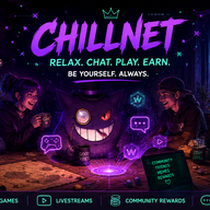 Step into the world of ChillNet — where gaming, crypto and livestreams bring people together. The banner reflects the community's friendly atmosphere, creativity and sense of humor, celebrating a place where members connect, share experiences and always f