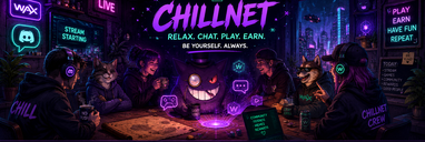 Step into the world of ChillNet — where gaming, crypto and livestreams bring people together. The banner reflects the community's friendly atmosphere, creativity and sense of humor, celebrating a place where members connect, share experiences and always f