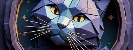 An origami-style image of a cat's head, with the words Founding Cat written on it.