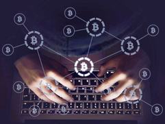 Illustration of a crypto investigation board with blockchain transactions and connections, representing cryptocurrency fraud and cybercrime analysis.