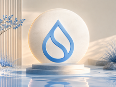 Sui Blockchain - Serene minimalist landscape with blue emblem