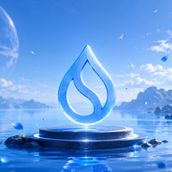 Sui Blockchain - Glowing emblem by tranquil waters
