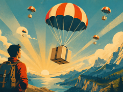 Crypto Airdrops - Parachute Drops Over Mountain Bay