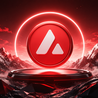 Avalanche (AVAX) - Futuristic red coin in mountainous landscape
