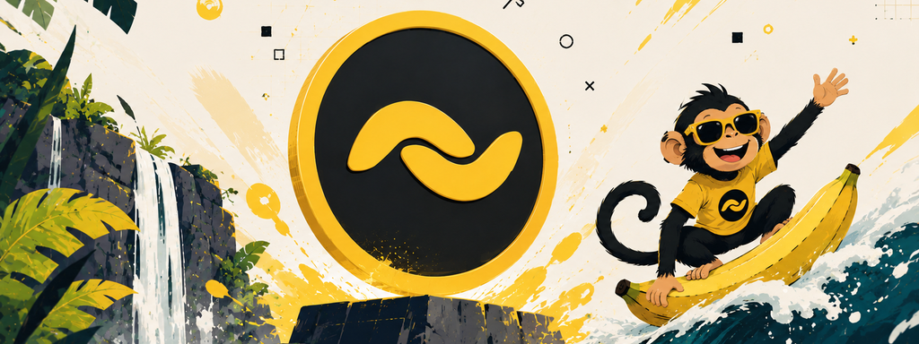 Banano Cryptocurrency - Monkey surfing on a banana wave