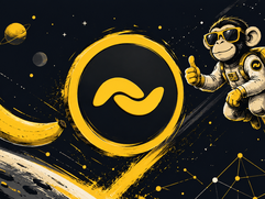 Banano Cryptocurrency - Rocket monkey in cosmic adventure