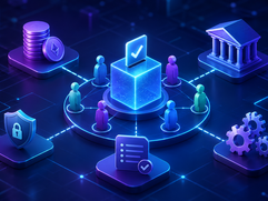 Blockchain Governance - Futuristic decentralized governance concept