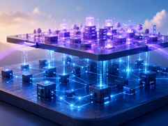 Layer 1 vs Layer 2 - Layered Neon Network Cityscape