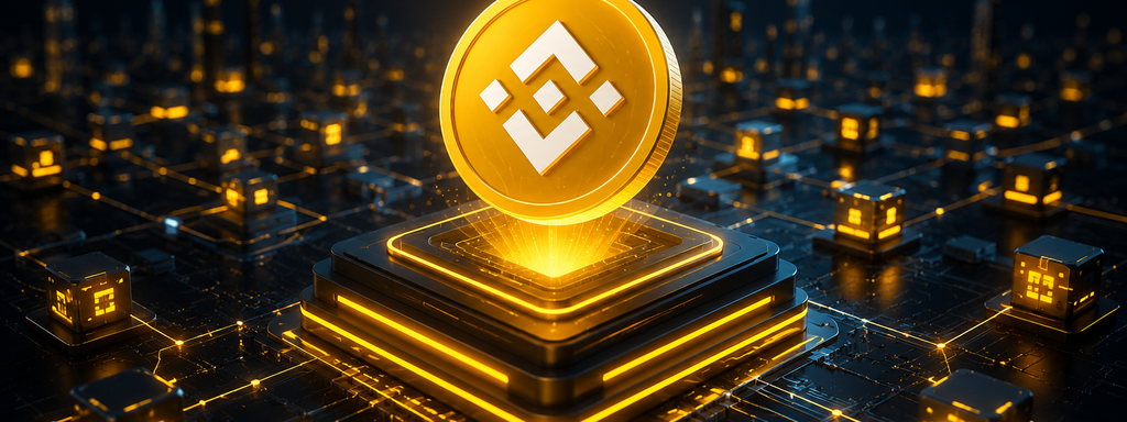 BSC  (BNB Smart Chain) - Futuristic crypto coin network visualization