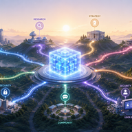 Blockchain Careers - Futuristic hub and interconnected sectors