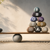 Coins and Tokens - Balanced Crypto Cairn