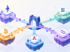 Cross-Chain Bridges - Blockchain network connections and floating islands