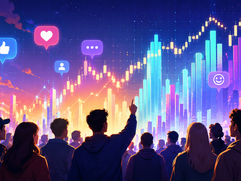 Crypto Communities - Futuristic city of data and reaction