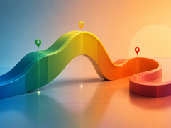 Market Cycles - Colorful Wavy Data Ribbon Landscape