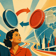 Decentralized Exchanges (DEX) - Retro-Futurist Global Exchange Poster