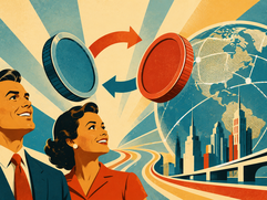 Decentralized Exchanges (DEX) - Retro-Futurist Global Exchange Poster