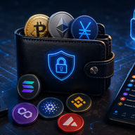 Crypto Wallets - Futuristic cryptocurrency management scene