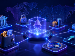 Decentralized Finance (DeFi) - Futuristic blockchain network environment
