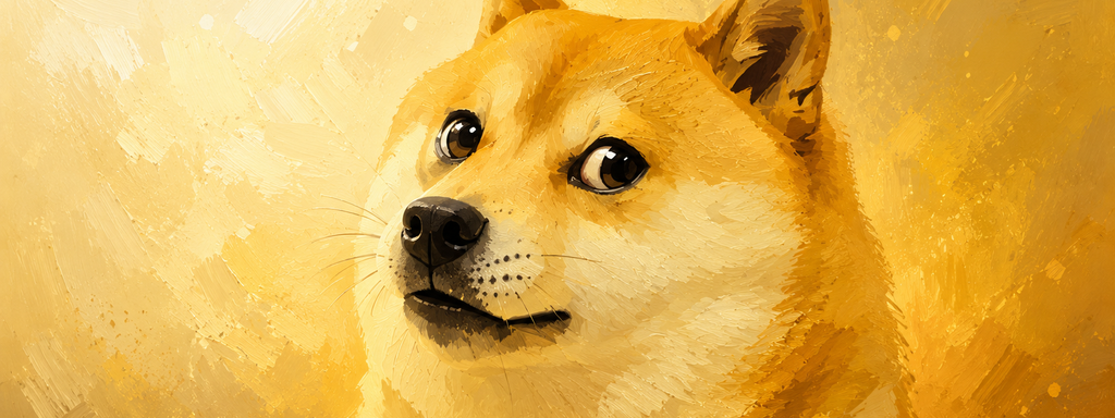 Dogecoin and the Rise of Memecoins - Golden Shiba Inu in painterly light