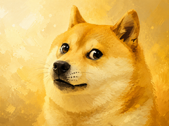 Dogecoin and the Rise of Memecoins - Golden Shiba Inu in painterly light