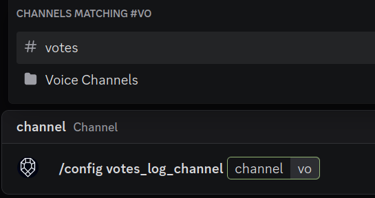 Guide Discord Bot - Configure votes log channel