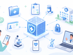 Blockchain in Healthcare - Connected healthcare data network illustration