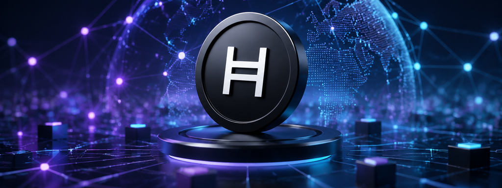 Hedera (HBAR) - Futuristic network and glowing token