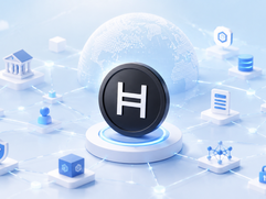 Hedera (HBAR) - Futuristic tech network and crypto symbols