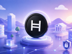 Hedera (HBAR) - Futuristic token in a digital city