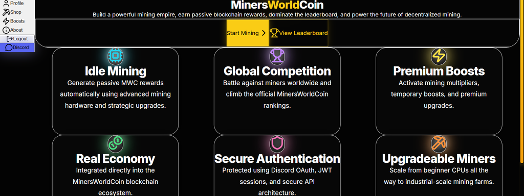 miners-world-coin News - Discord Announcement 1