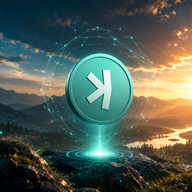 Kaspa - Glowing emblem above a tranquil valley