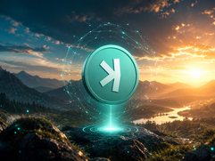 Kaspa - Glowing emblem above a tranquil valley