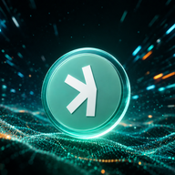 Kaspa - Glowing token in a digital warp