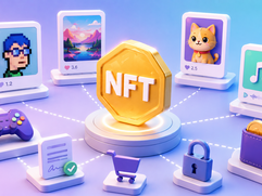 NFT marketplace network in pastel hues