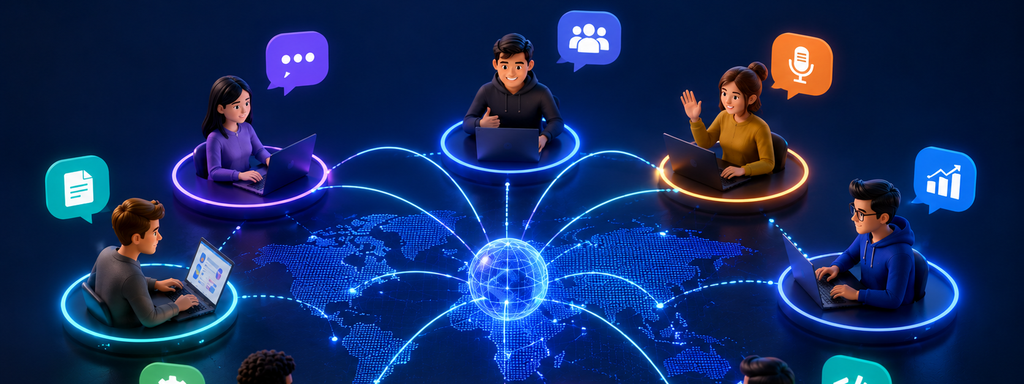 Online Events - Global remote collaboration in neon tech world