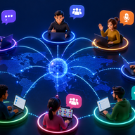 Online Events - Global remote collaboration in neon tech world