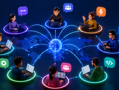 Online Events - Global remote collaboration in neon tech world