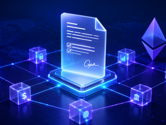 Futuristic blockchain contract network scene