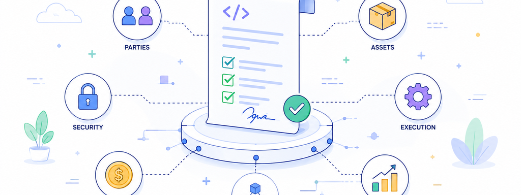 Smart contract ecosystem infographic illustration