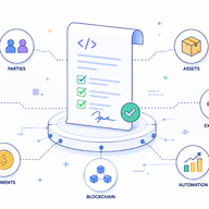 Smart contract ecosystem infographic illustration