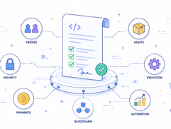 Smart contract ecosystem infographic illustration