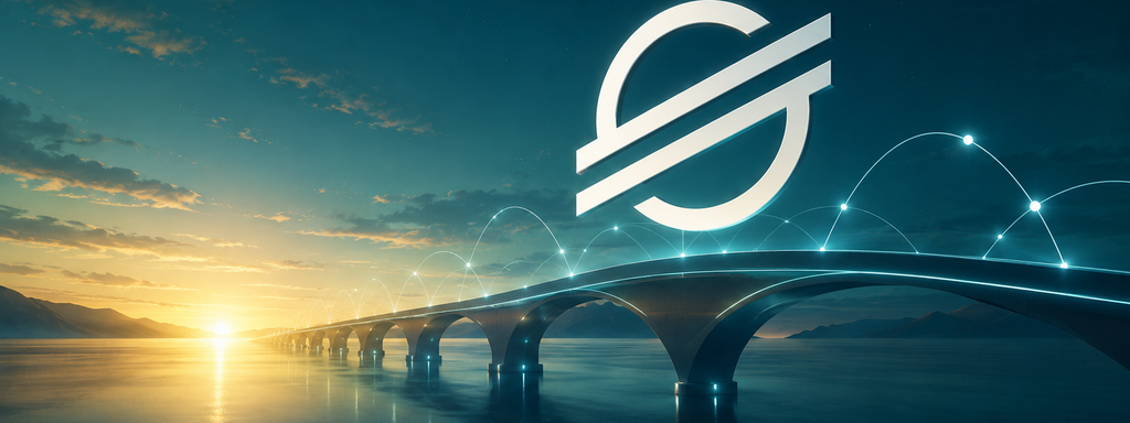 Stellar (XLM) - Futuristic bridge at dawn