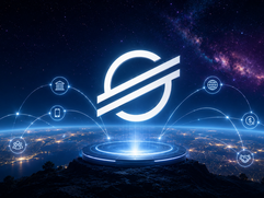 Stellar (XLM) - Futuristic global tech network in space
