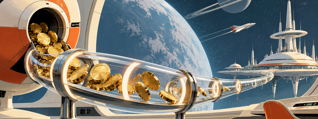Token Supply - Retro-Futuristic Coin Transport Station