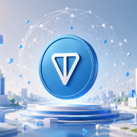 TON (The Open Network) - Futuristic blockchain cityscape with floating coin