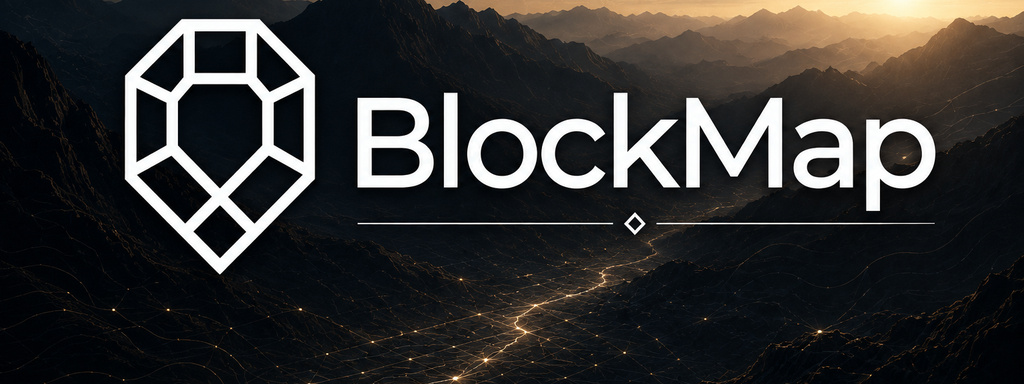 BlockMap TWC - Futuristic mountain landscape with BlockMap branding