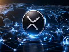 Futuristic XRP blockchain network visualization